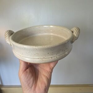 Thomas Pottery Bakeware Trinket Dish Bowl Handcraf Stoneware Beige Seagrove NC